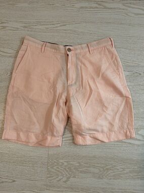 Faherty Salmon Pink Flat-Front Cotton Shorts